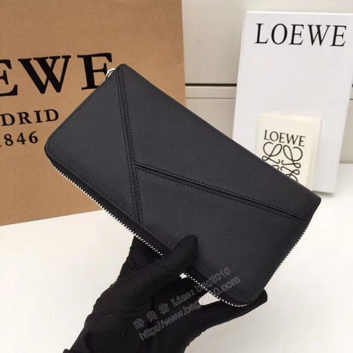 LOEWE錢包 122N89 頭層皮幾何錢包 羅意威原單長錢包  sl2051